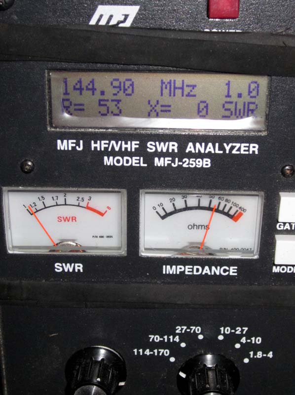 IMG_4641 Aerialin 160 MHz nelikko sovittuu diplekserillä 2m 144,9 MHz SWR 1 (c) OH7HJ.JPG