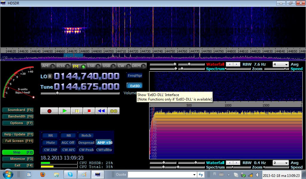 2013-02-18-04 - 144.675 MHz - 2 m pakettibandin matala häiriötaso Jns keskustan SPR-talolla - Diamond 2x58 ulkoantenni (c) OH7HJ.JPG