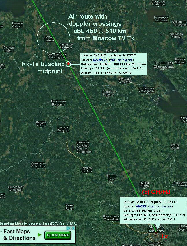 Moscow TV Tx-Rx baseline 861 km - Baseline midpoint 430 km from Rx - Air route with crossings abt 460...550 km from Moscow TV Tx (c) OH7HJ.JPG